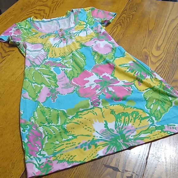 LILLY PULITZER Womens XS Floral Dress Stretch Used Preowned Summer COTTON - Picture 2 of 10